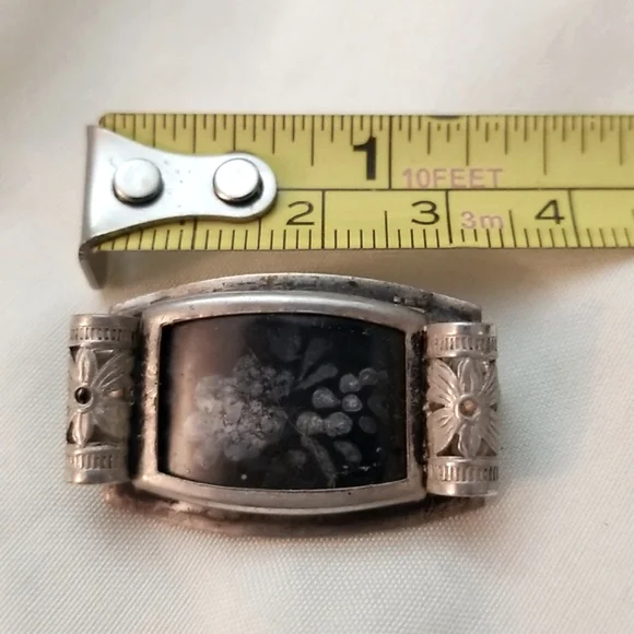 Antique Art DecoFiligree handmade handpaintedpin trombone clasp un…